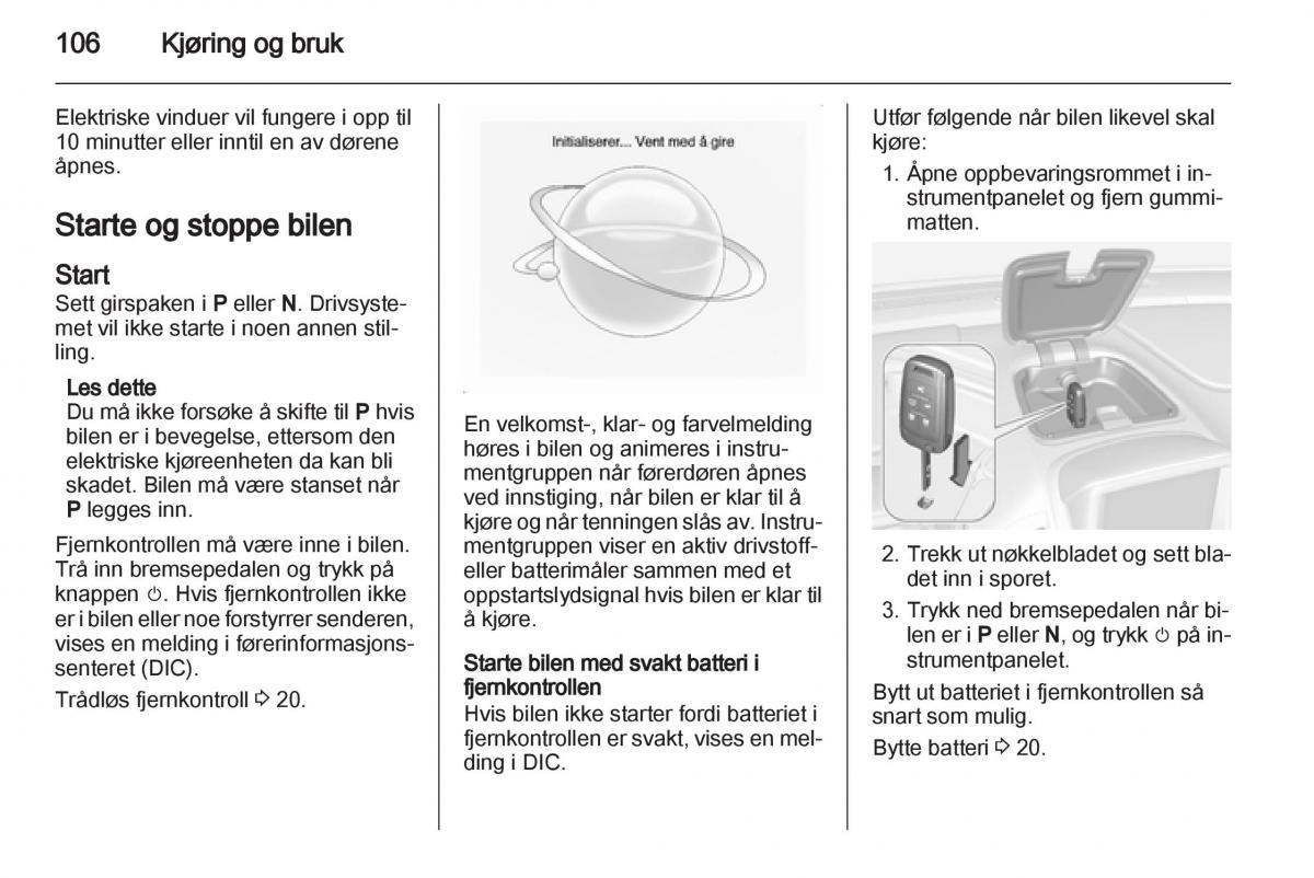 Opel Ampera bruksanvisningen / page 108