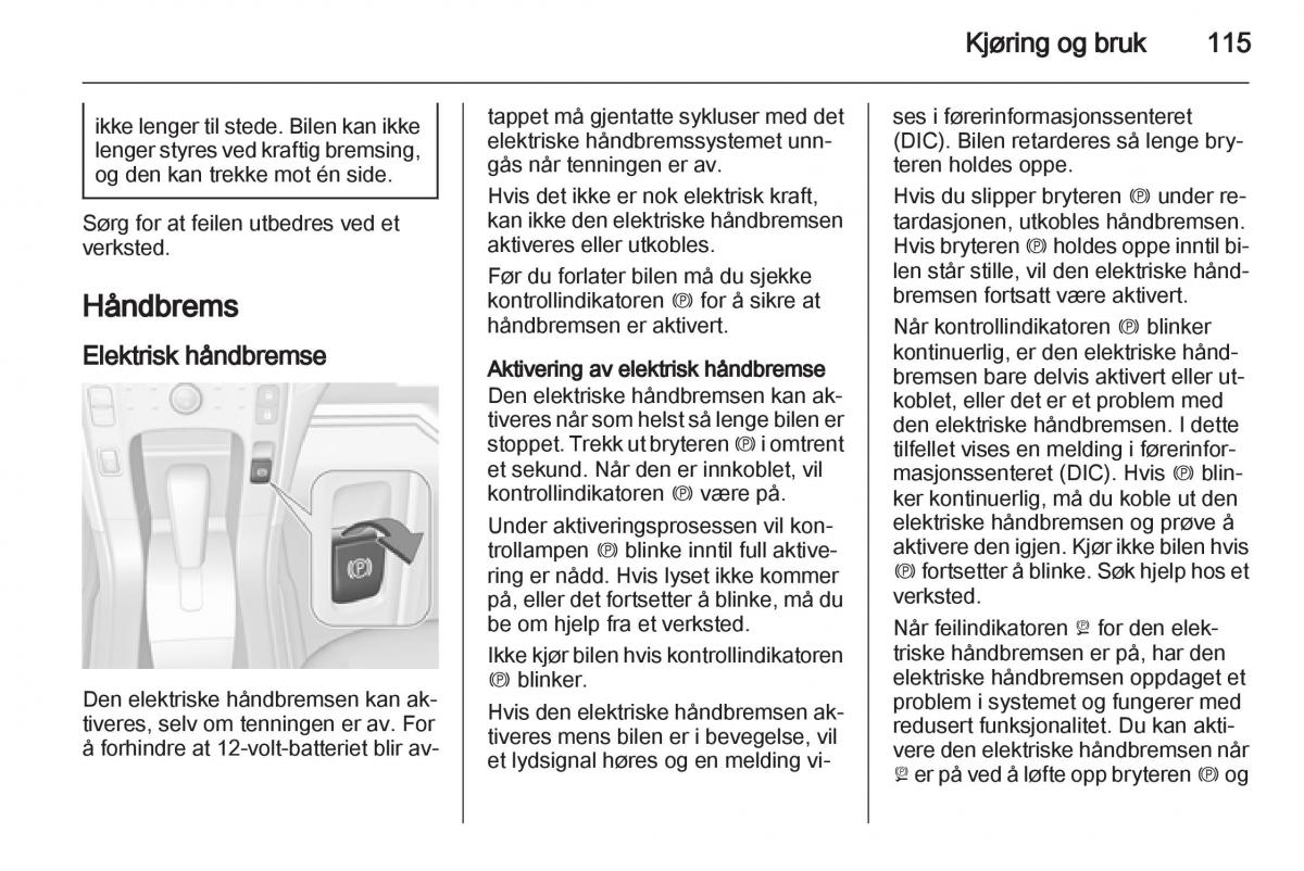 Opel Ampera bruksanvisningen / page 117