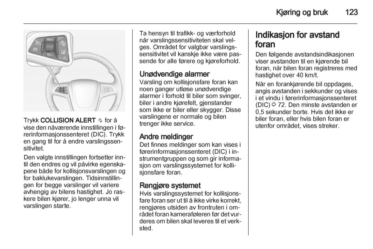 Opel Ampera bruksanvisningen / page 125