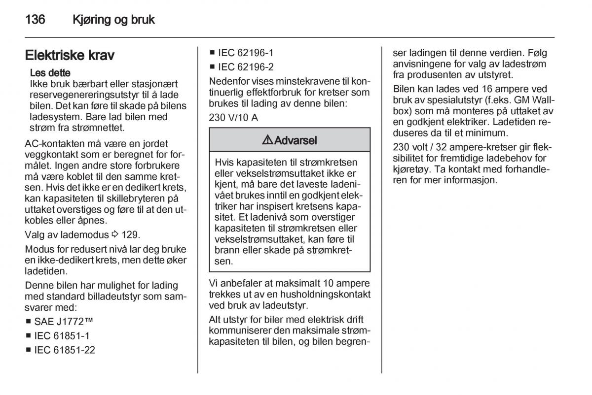 Opel Ampera bruksanvisningen / page 138