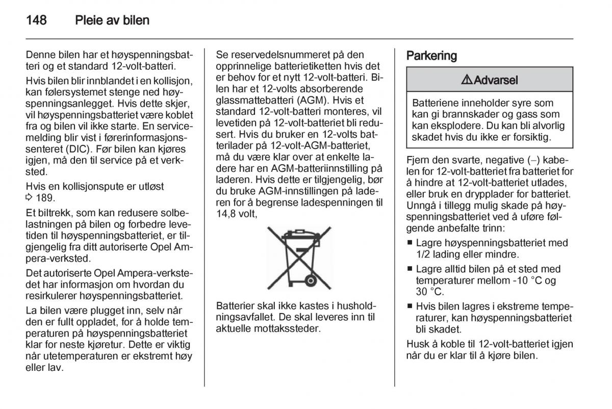 Opel Ampera bruksanvisningen / page 150