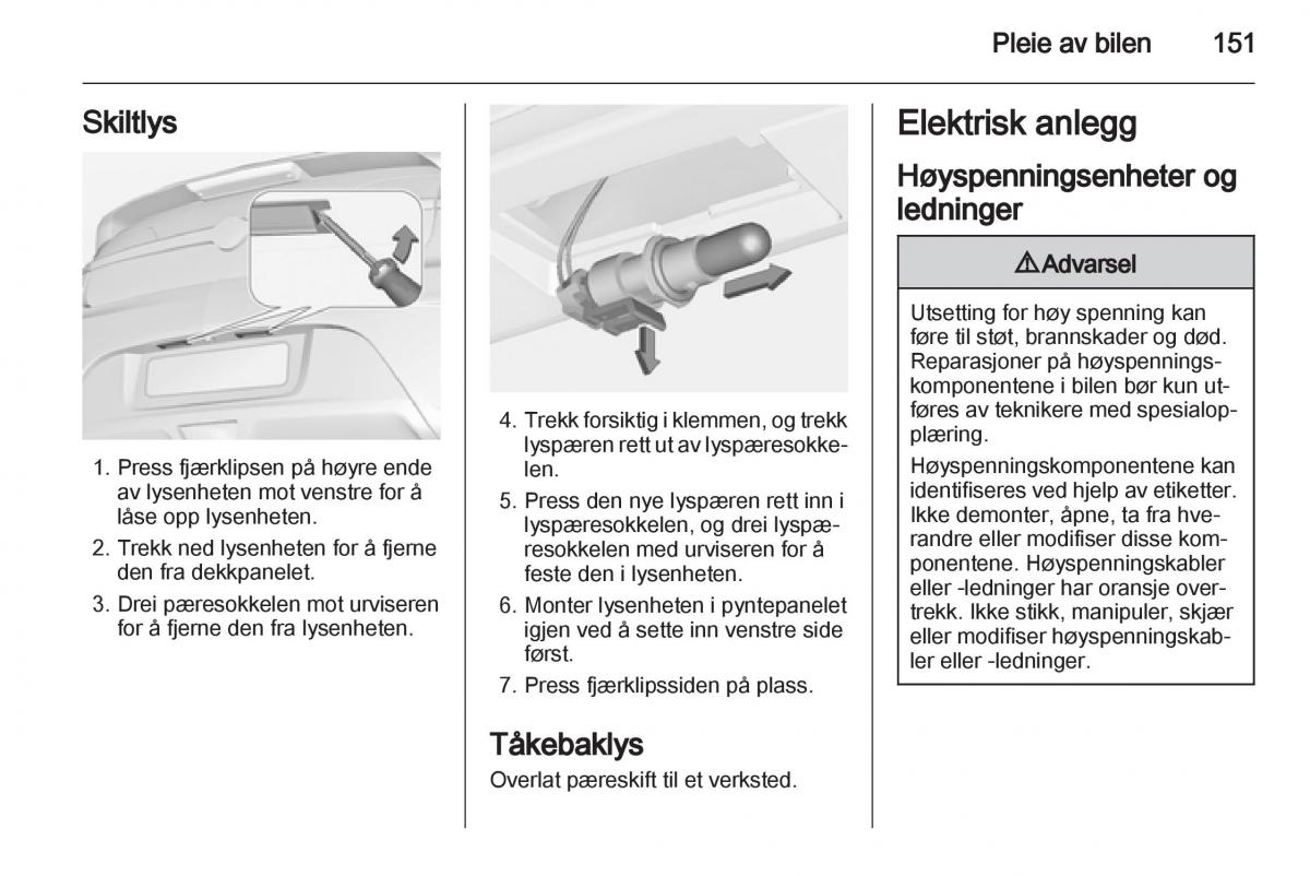 Opel Ampera bruksanvisningen / page 153