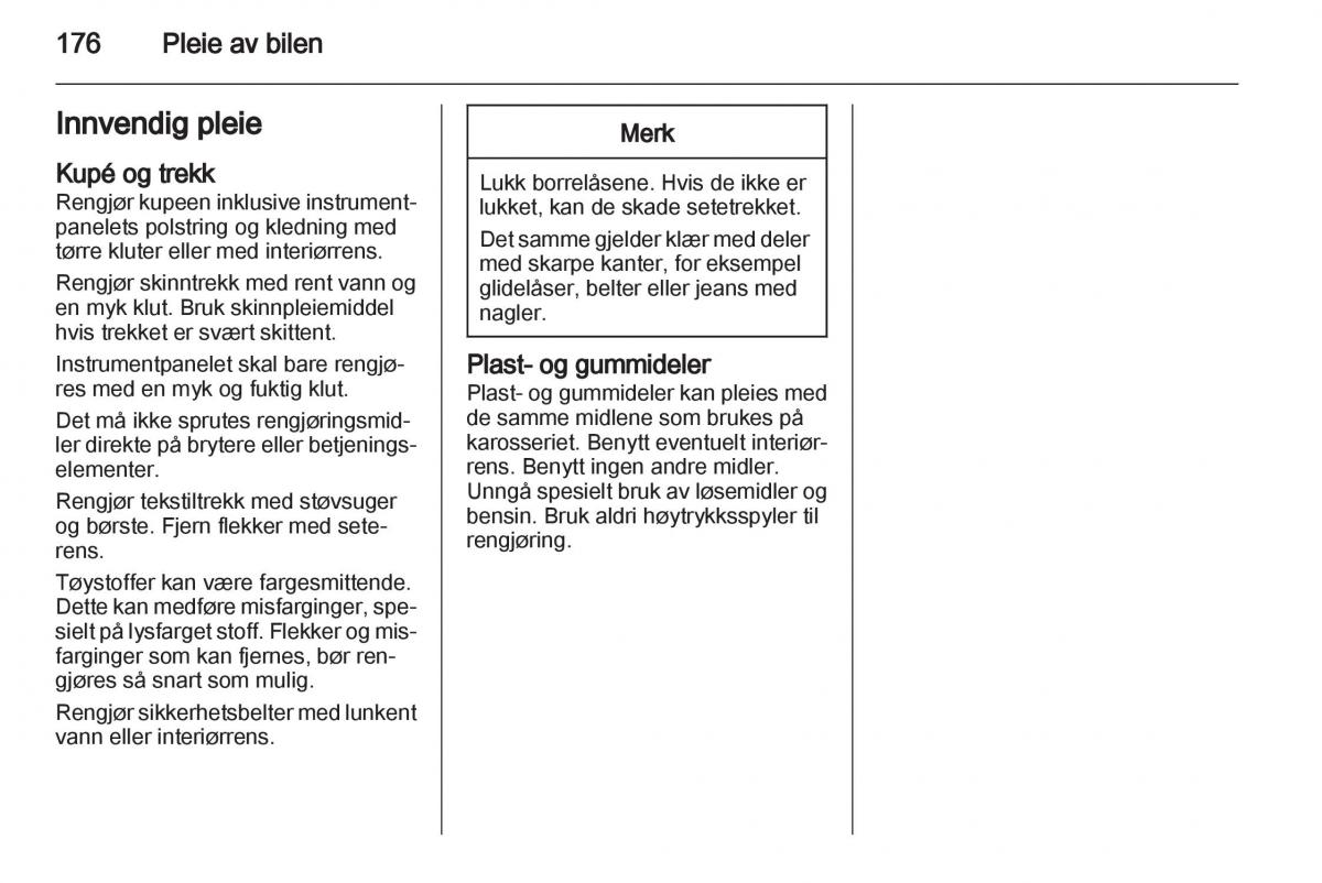 Opel Ampera bruksanvisningen / page 178