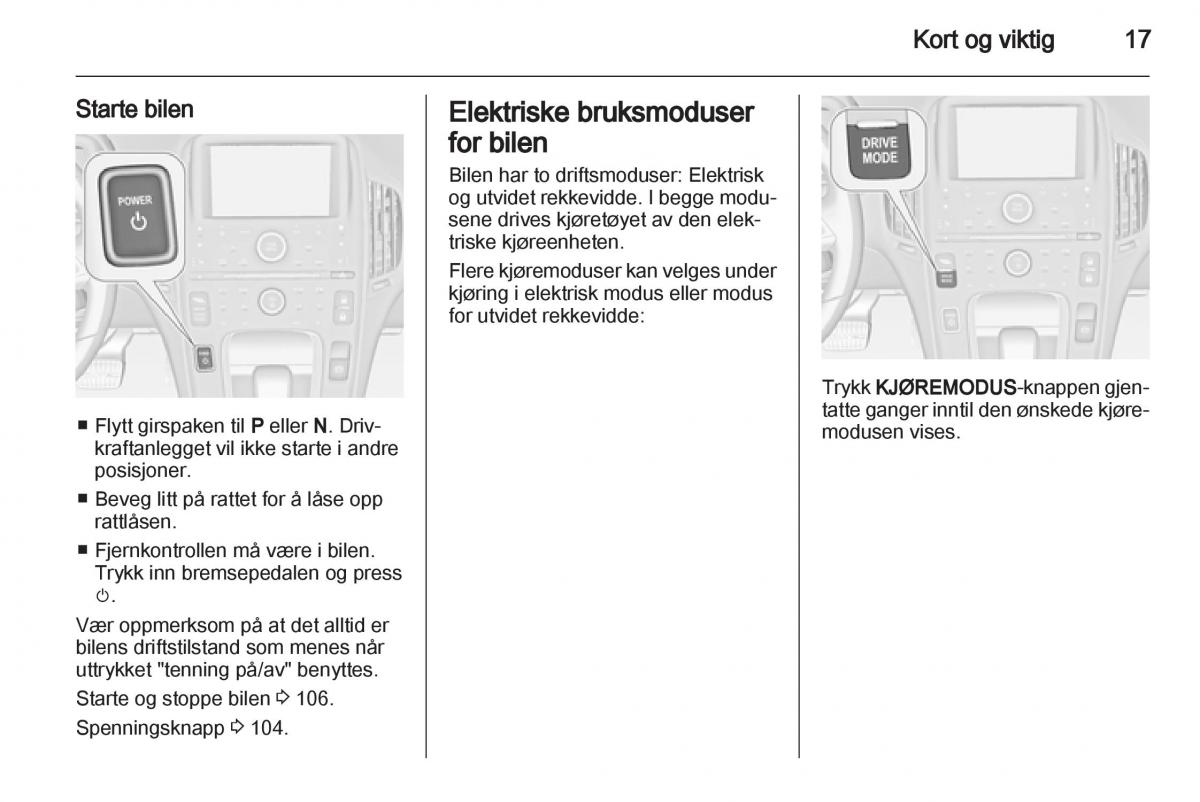 Opel Ampera bruksanvisningen / page 19