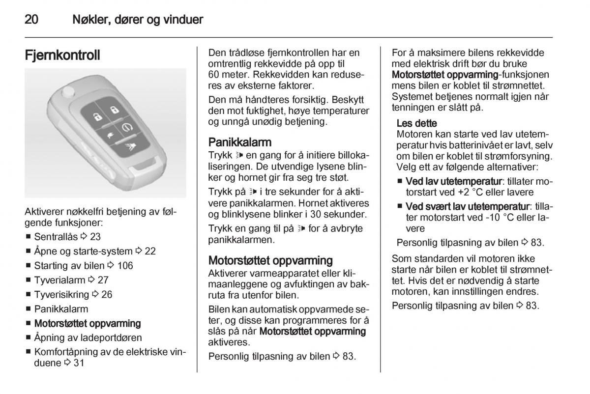 Opel Ampera bruksanvisningen / page 22