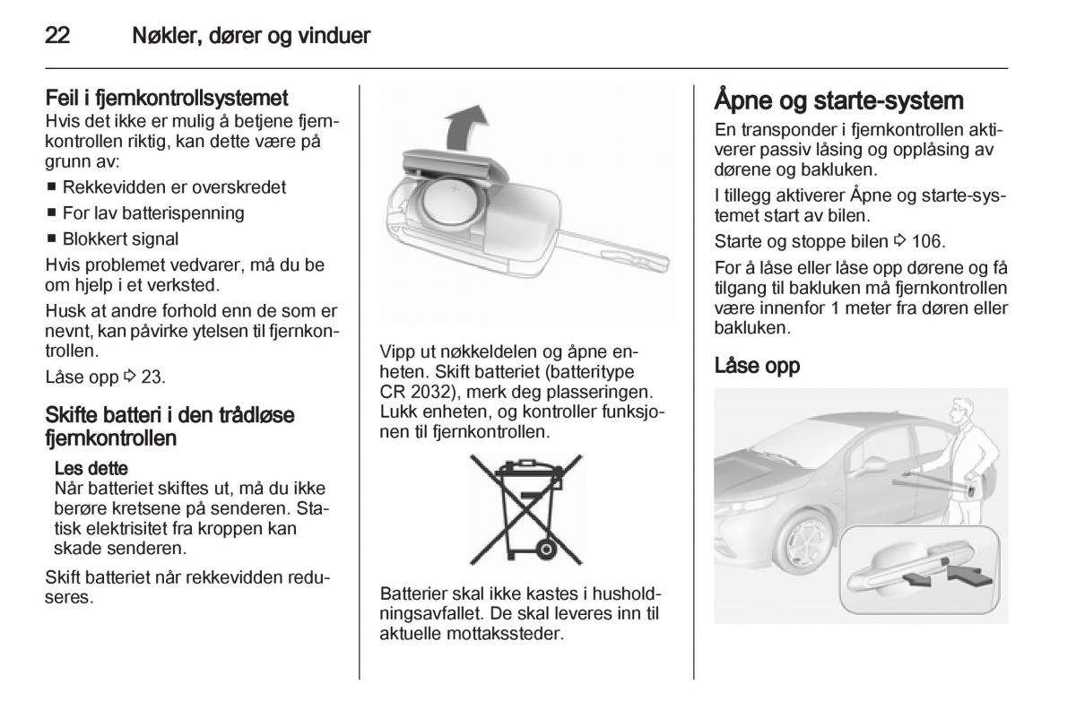 Opel Ampera bruksanvisningen / page 24