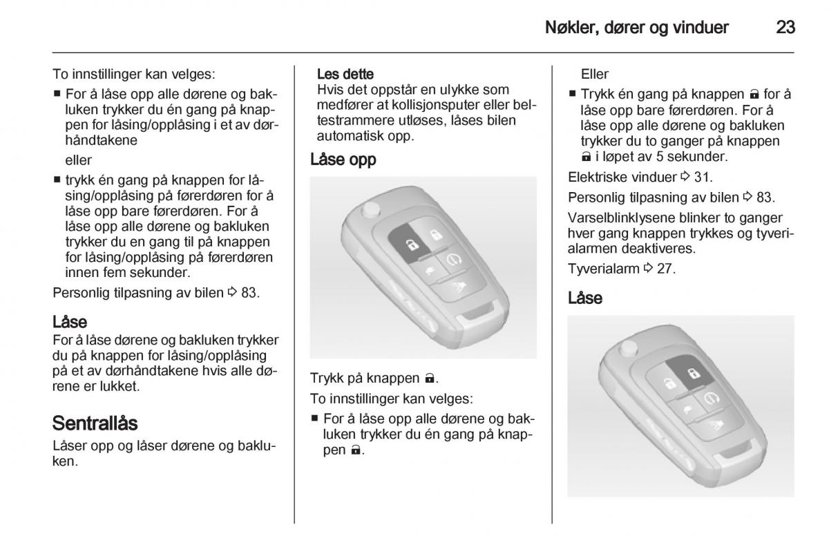 Opel Ampera bruksanvisningen / page 25