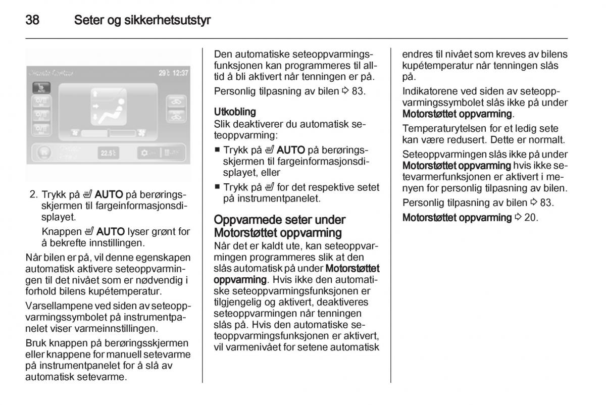 Opel Ampera bruksanvisningen / page 40