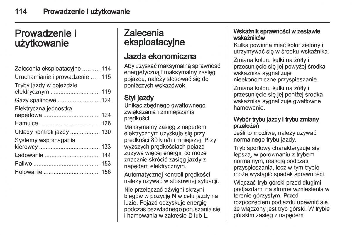 Opel Ampera instrukcja obslugi / page 116