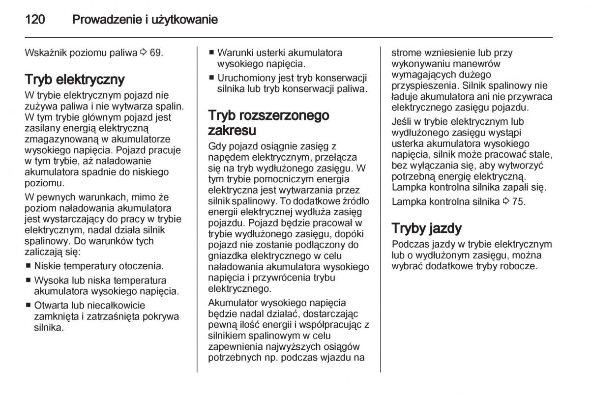 Opel Ampera instrukcja obslugi / page 122