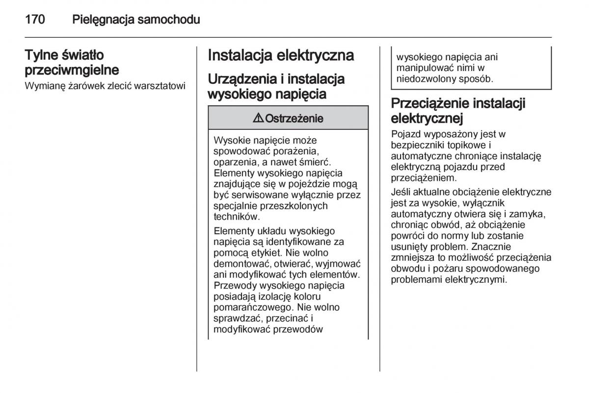 Opel Ampera instrukcja obslugi / page 172