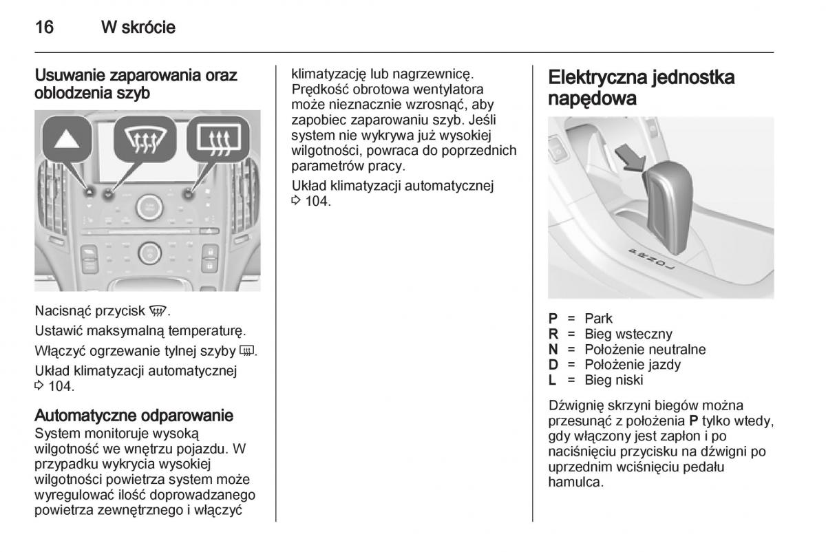 Opel Ampera instrukcja obslugi / page 18