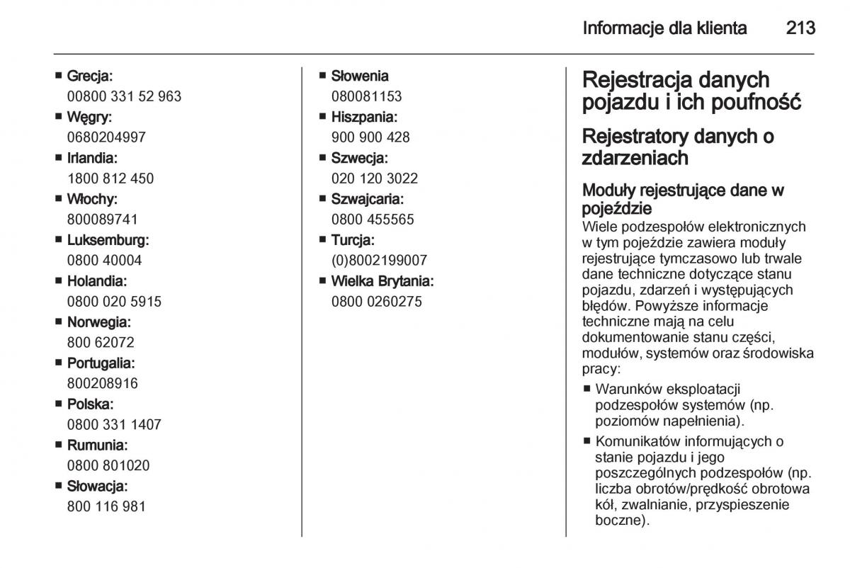 Opel Ampera instrukcja obslugi / page 215