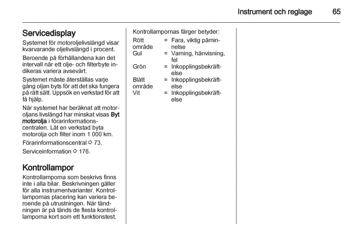 Opel Ampera instruktionsbok / page 67