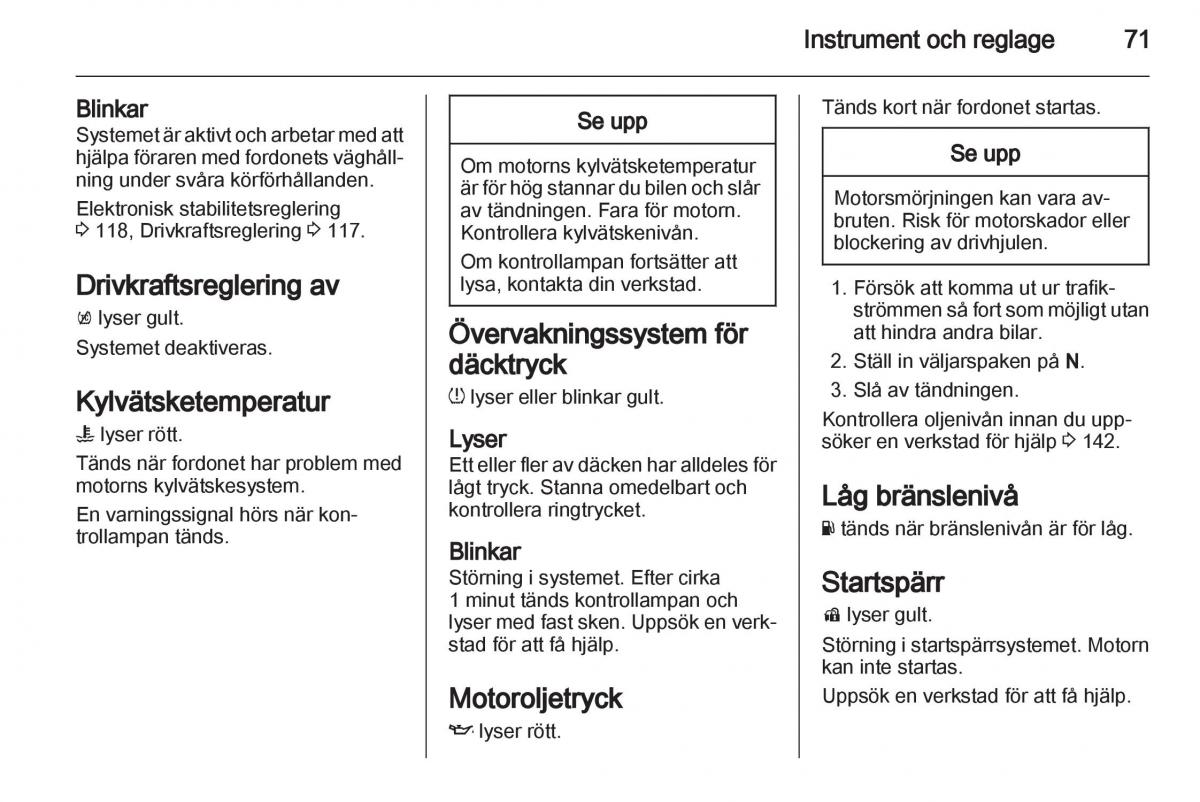 Opel Ampera instruktionsbok / page 73