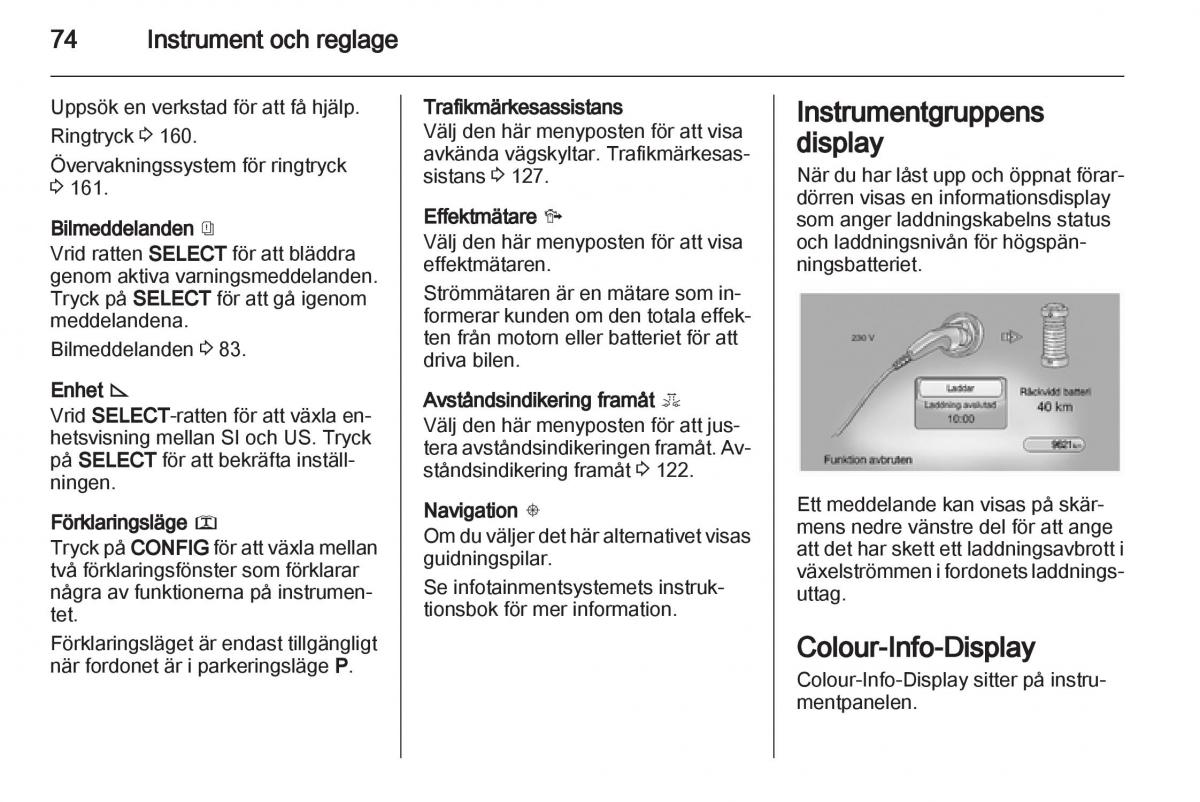 Opel Ampera instruktionsbok / page 76