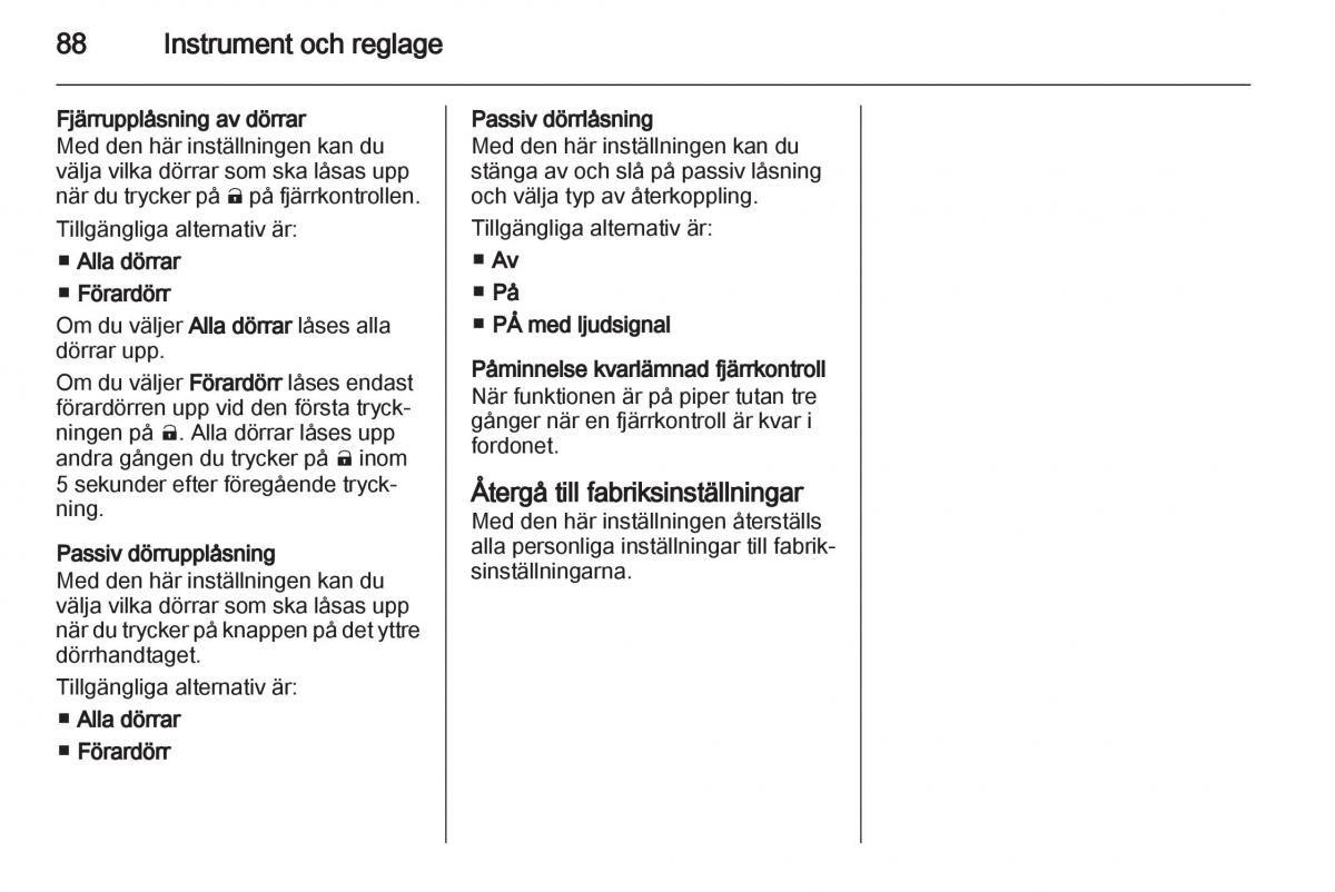 Opel Ampera instruktionsbok / page 90