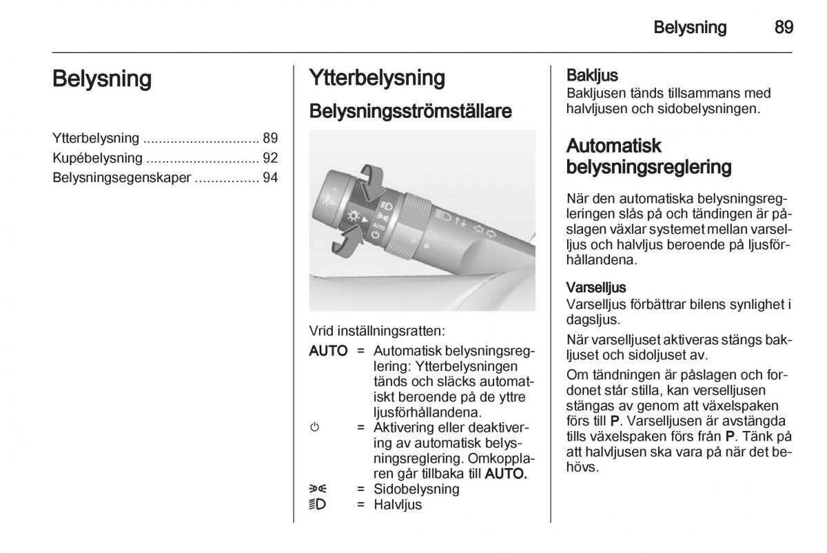 Opel Ampera instruktionsbok / page 91