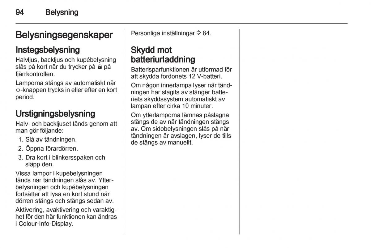 Opel Ampera instruktionsbok / page 96