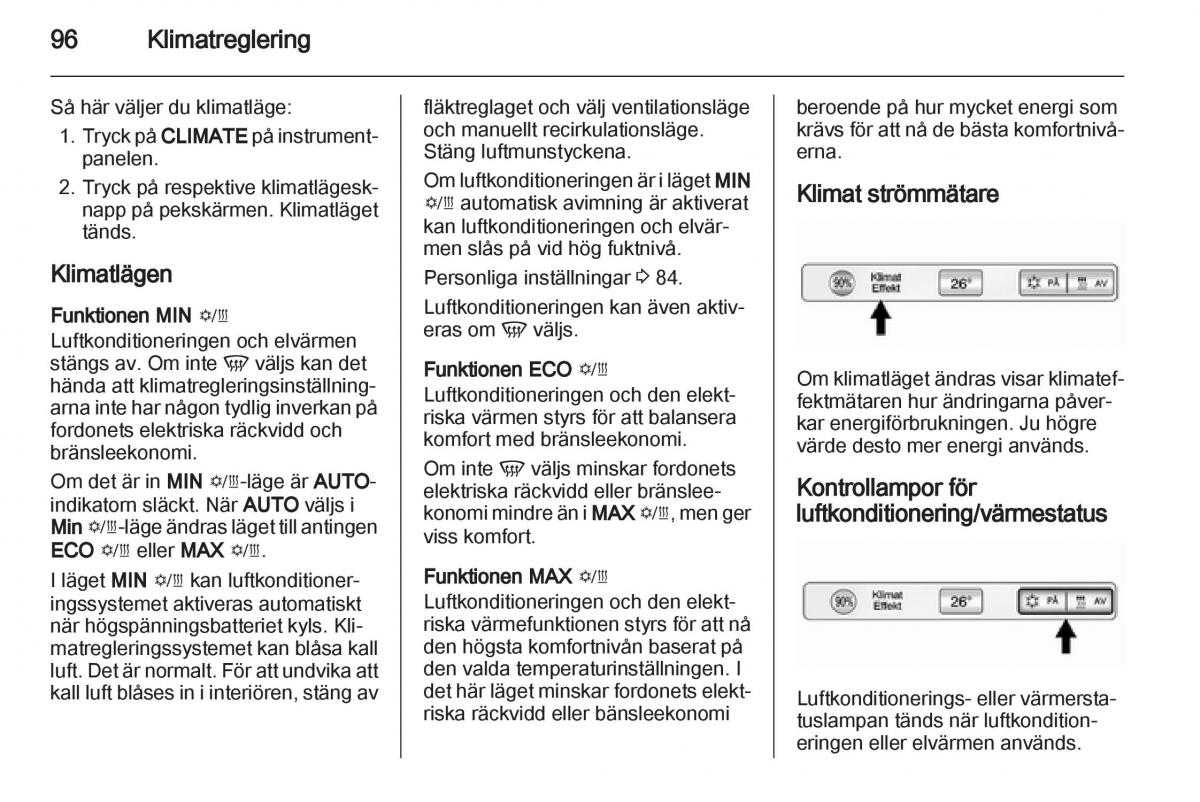 Opel Ampera instruktionsbok / page 98