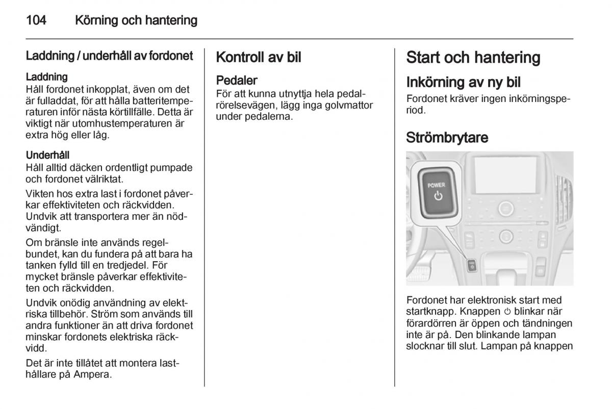 Opel Ampera instruktionsbok / page 106