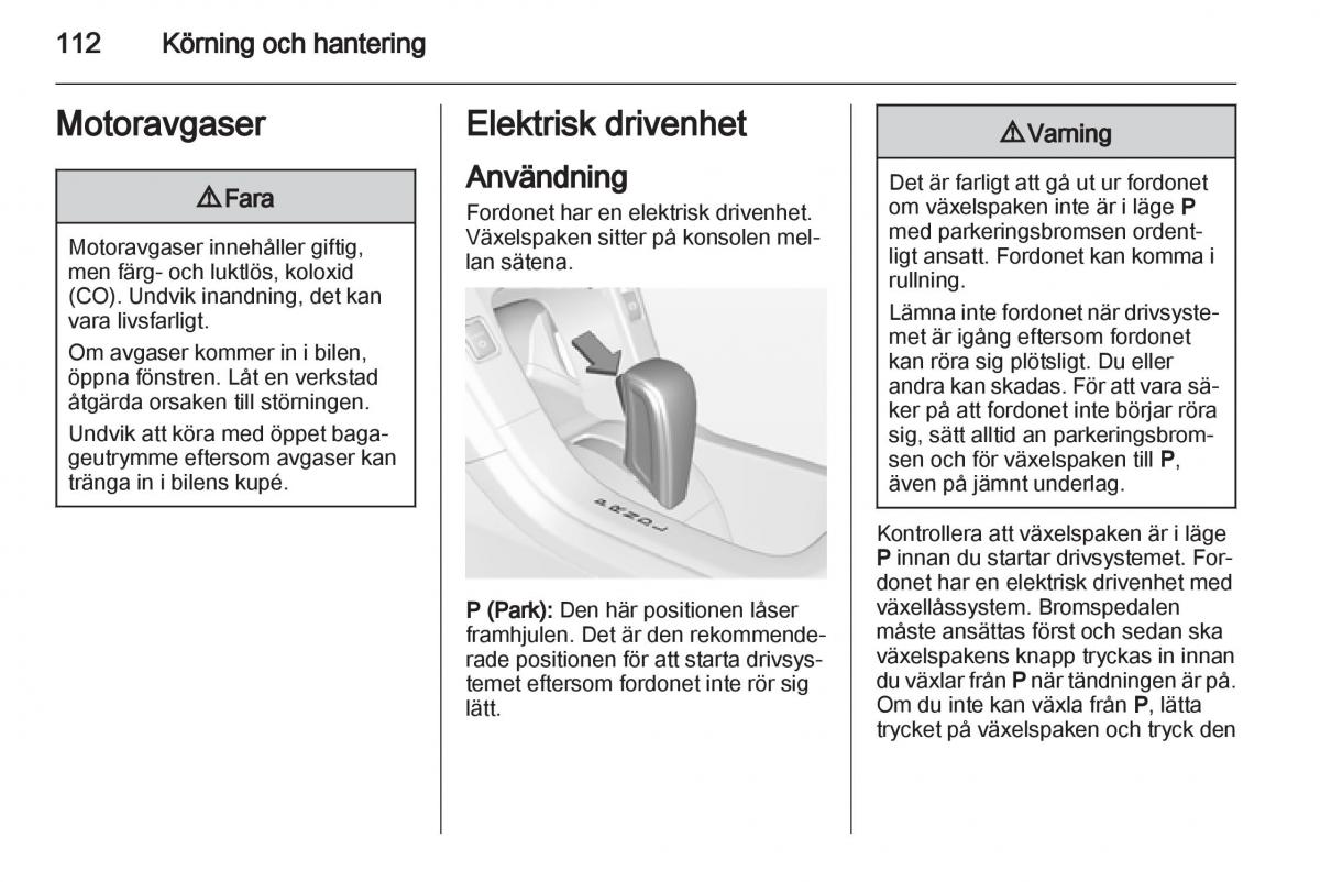 Opel Ampera instruktionsbok / page 114