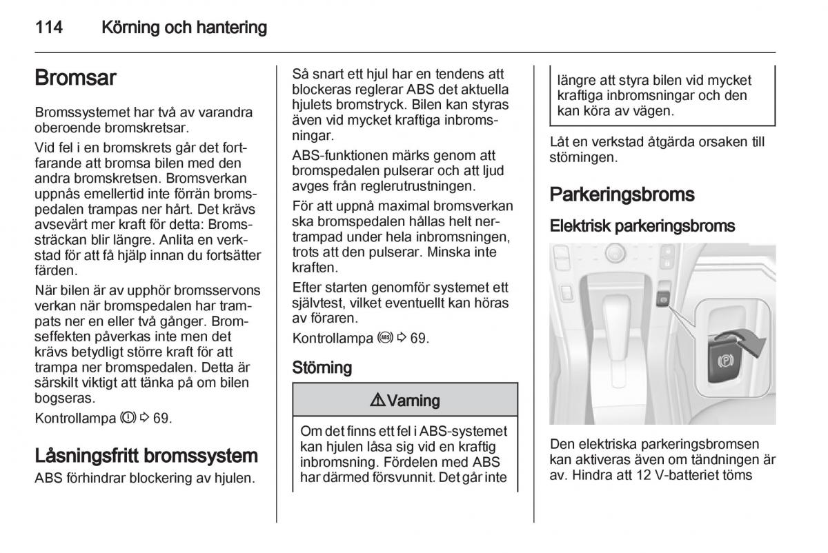 Opel Ampera instruktionsbok / page 116