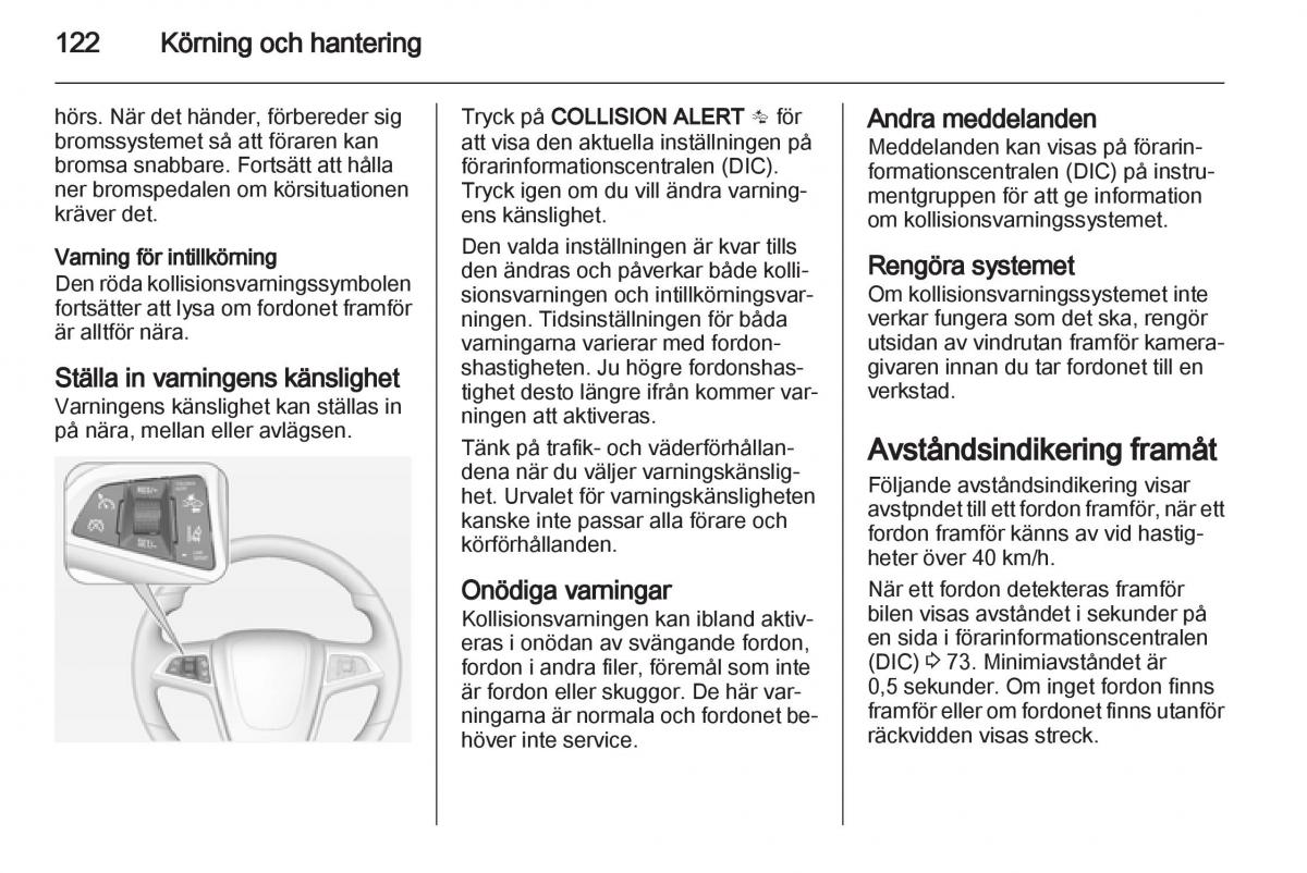 Opel Ampera instruktionsbok / page 124