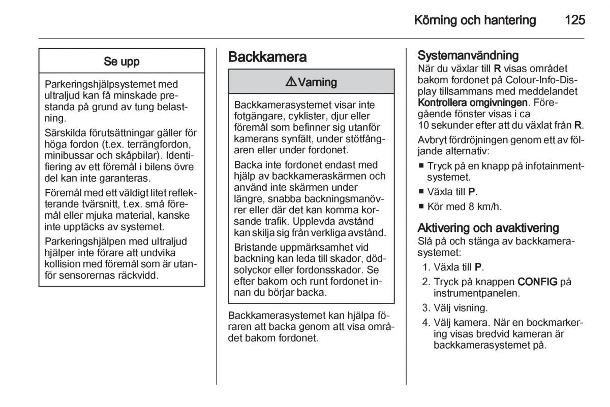 Opel Ampera instruktionsbok / page 127