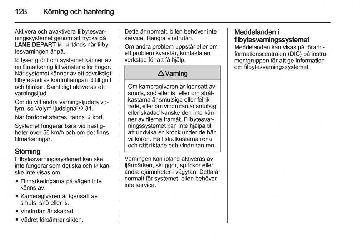 Opel Ampera instruktionsbok / page 130