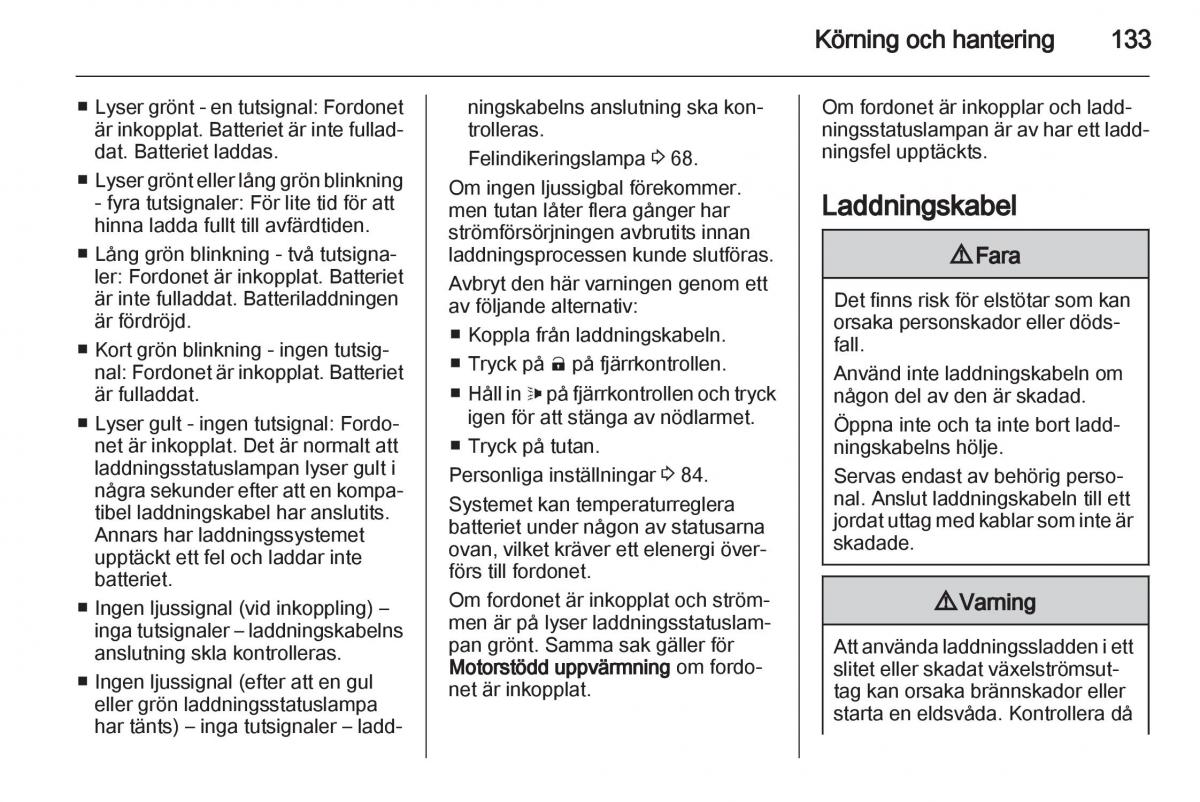 Opel Ampera instruktionsbok / page 135