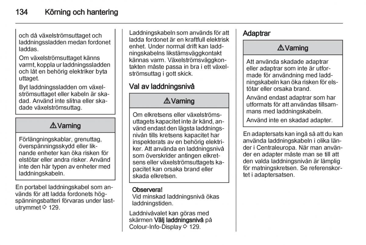 Opel Ampera instruktionsbok / page 136