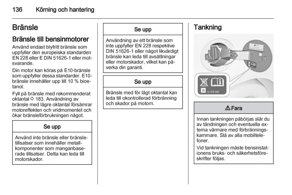 Opel Ampera instruktionsbok / page 138