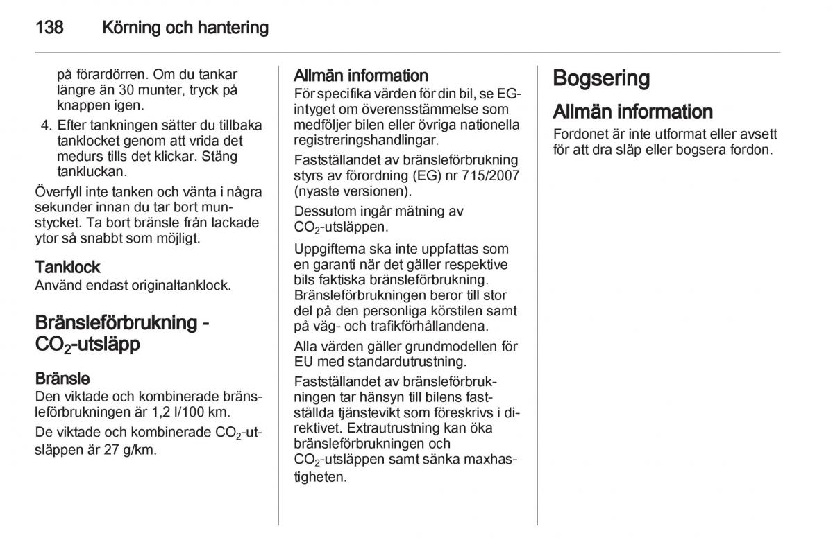 Opel Ampera instruktionsbok / page 140