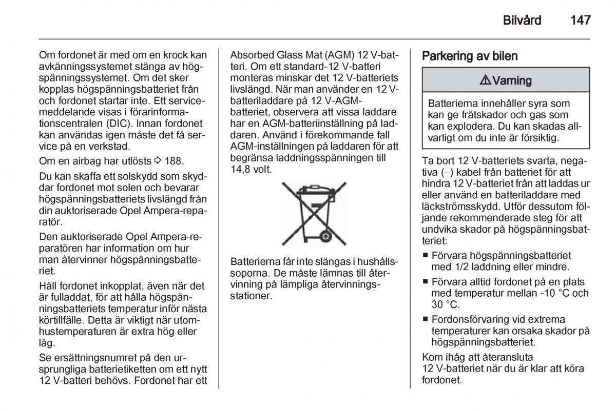 Opel Ampera instruktionsbok / page 149