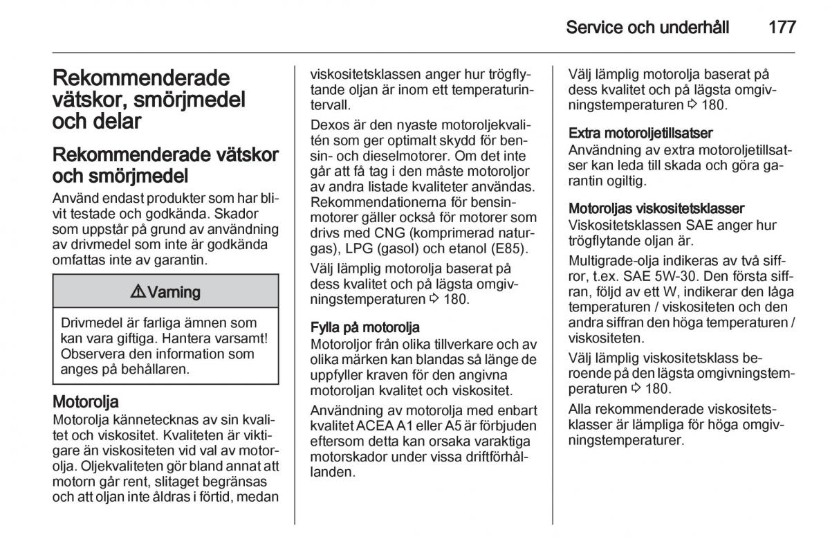 Opel Ampera instruktionsbok / page 179