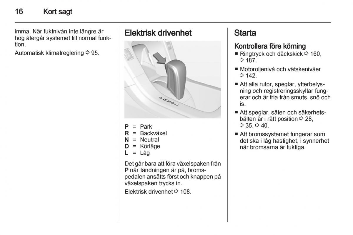 Opel Ampera instruktionsbok / page 18