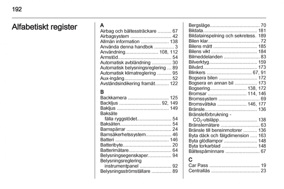 Opel Ampera instruktionsbok / page 194