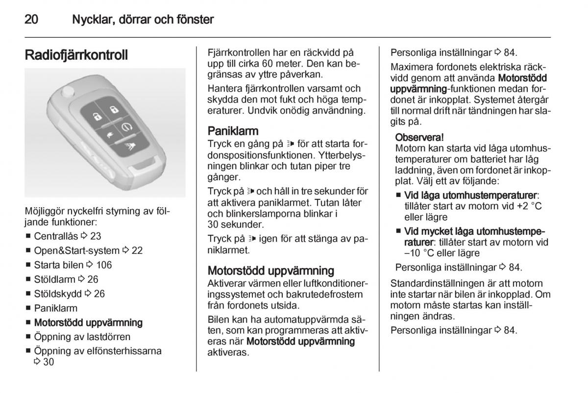 Opel Ampera instruktionsbok / page 22