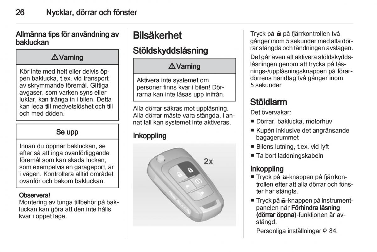 Opel Ampera instruktionsbok / page 28