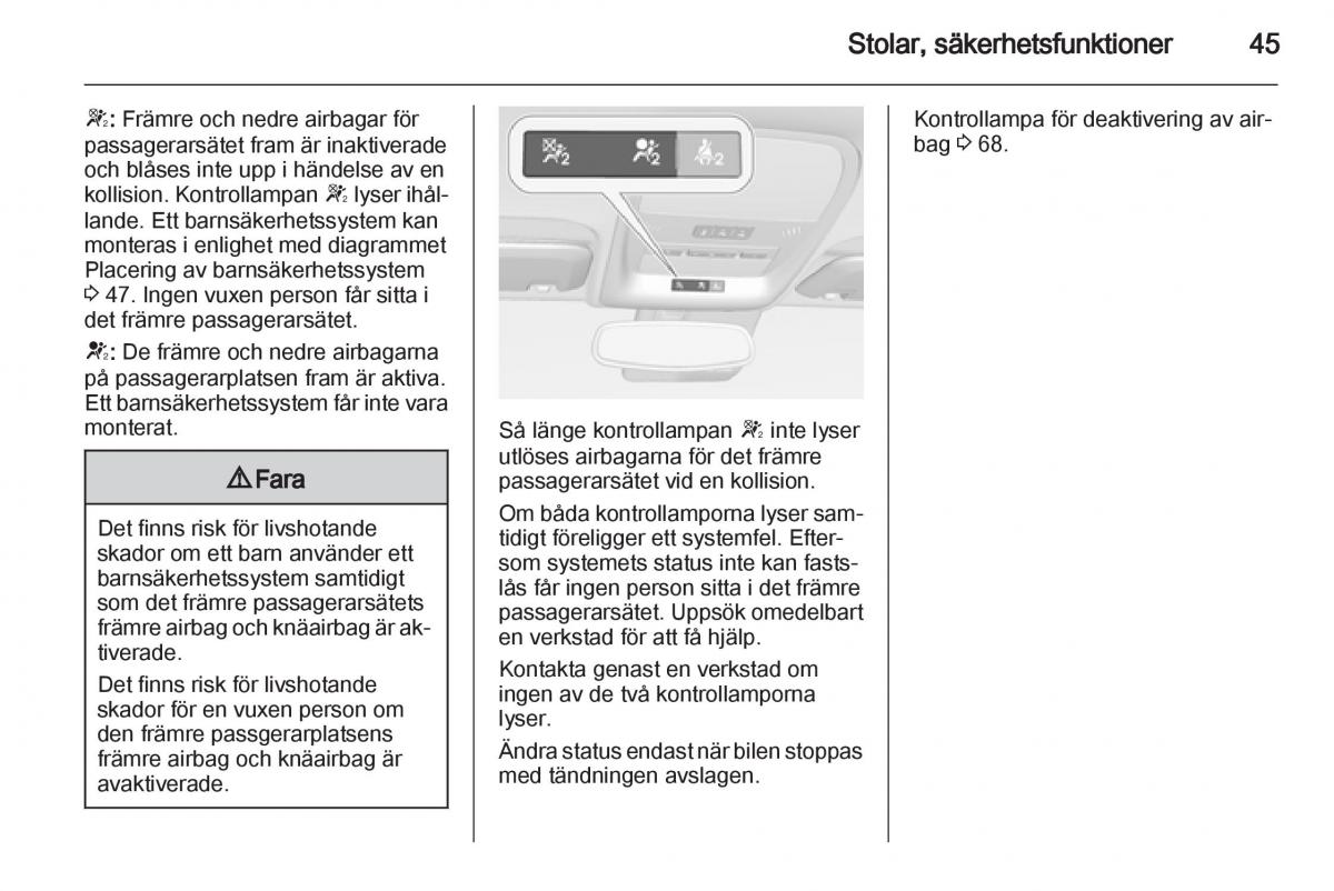 Opel Ampera instruktionsbok / page 47