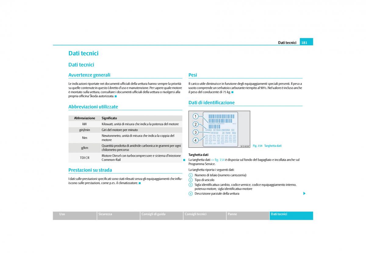 Skoda Octavia II 2 manuale del proprietario / page 182