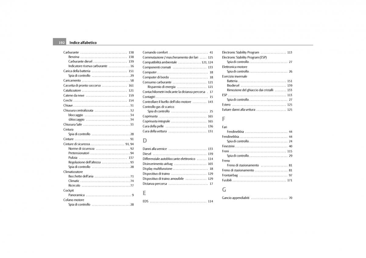 Skoda Octavia II 2 manuale del proprietario / page 193