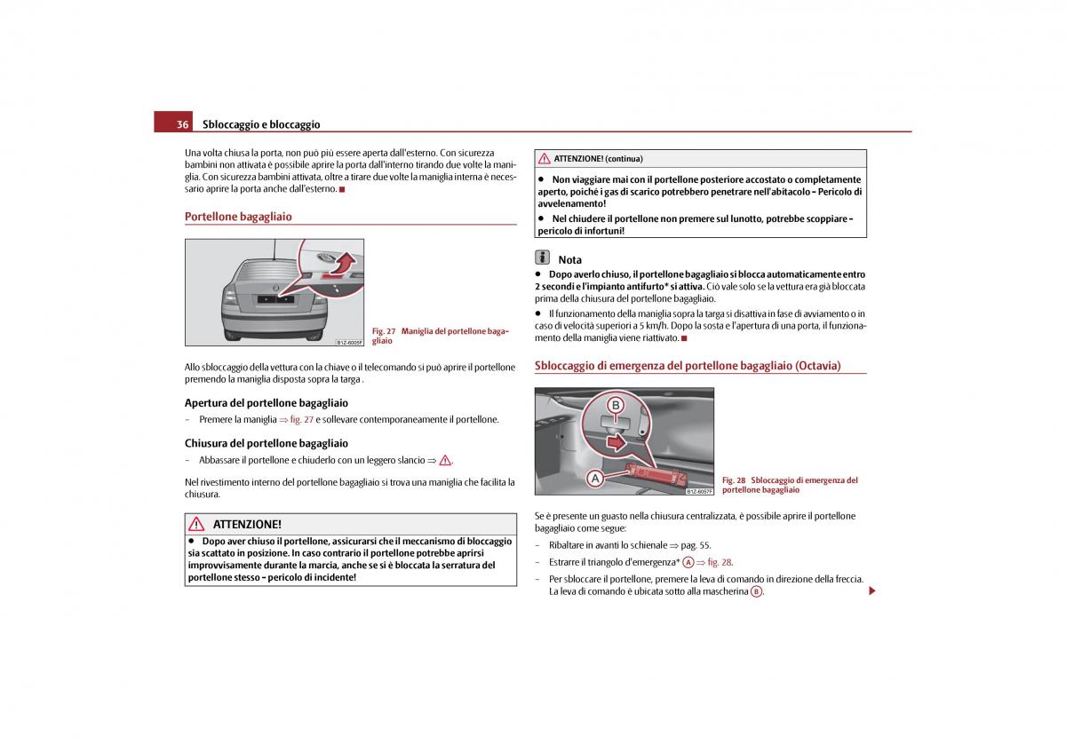 Skoda Octavia II 2 manuale del proprietario / page 37