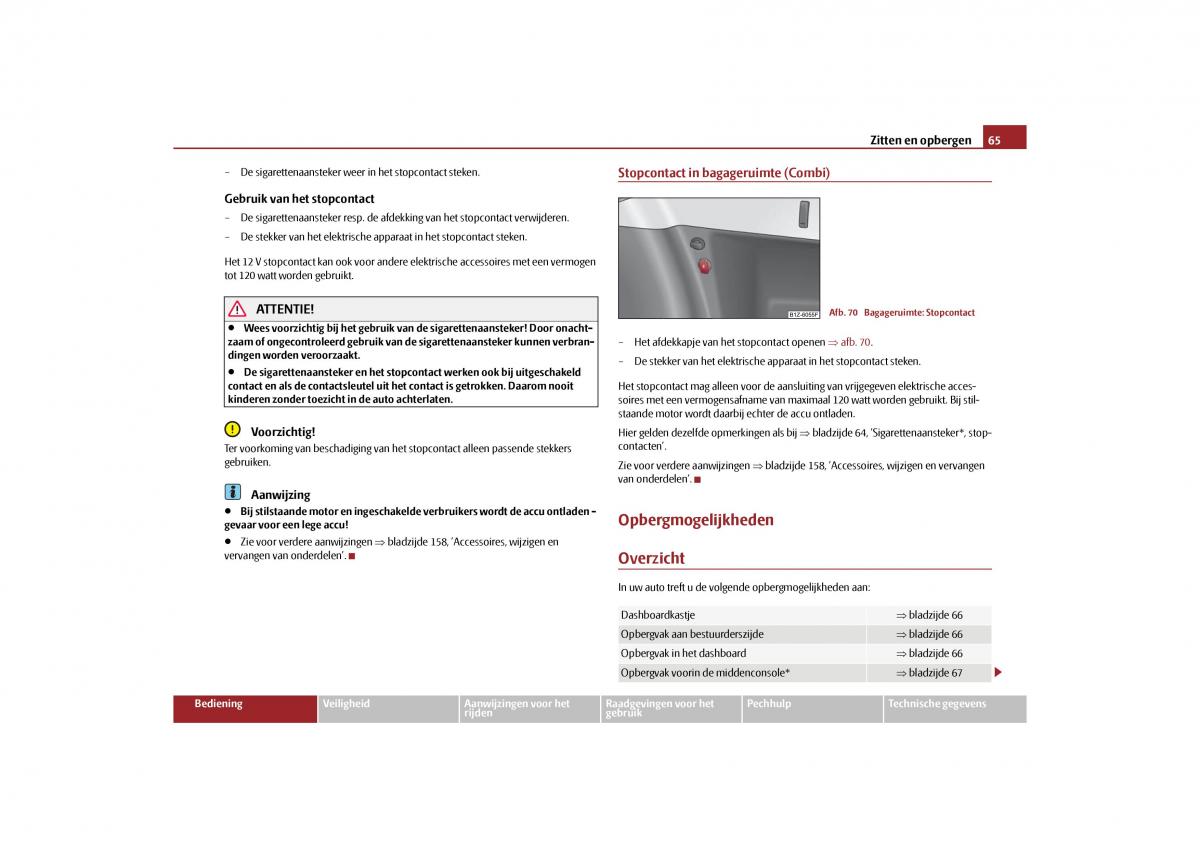 Skoda Octavia II 2 handleiding / page 66