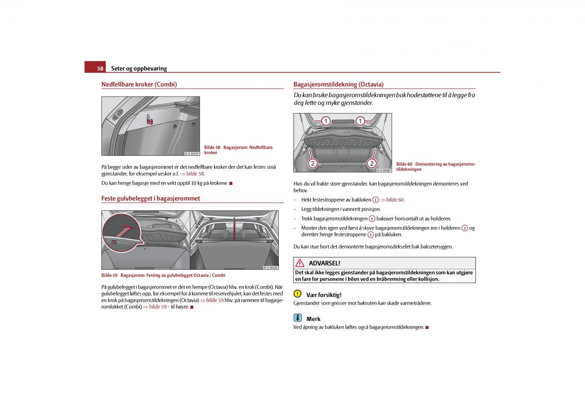 Skoda Octavia II 2 bruksanvisningen / page 59