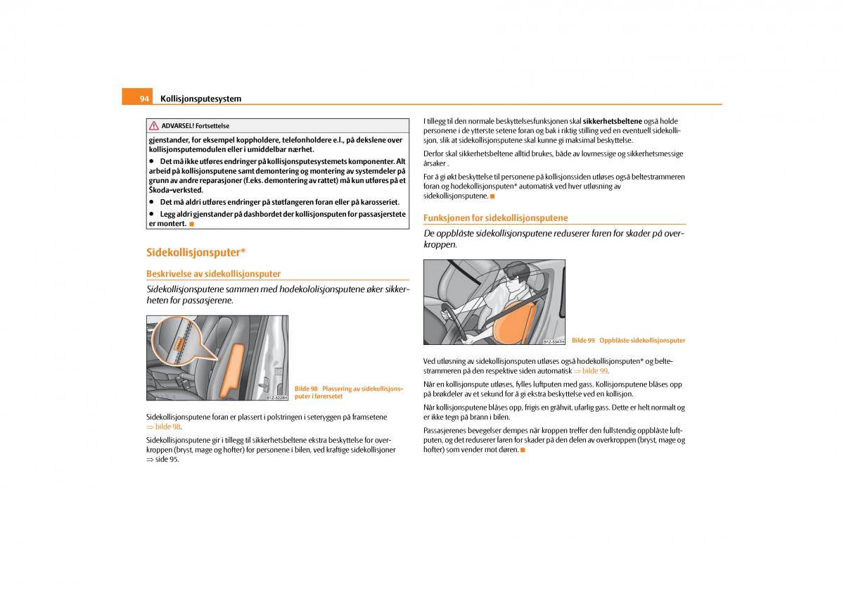 Skoda Octavia II 2 bruksanvisningen / page 95