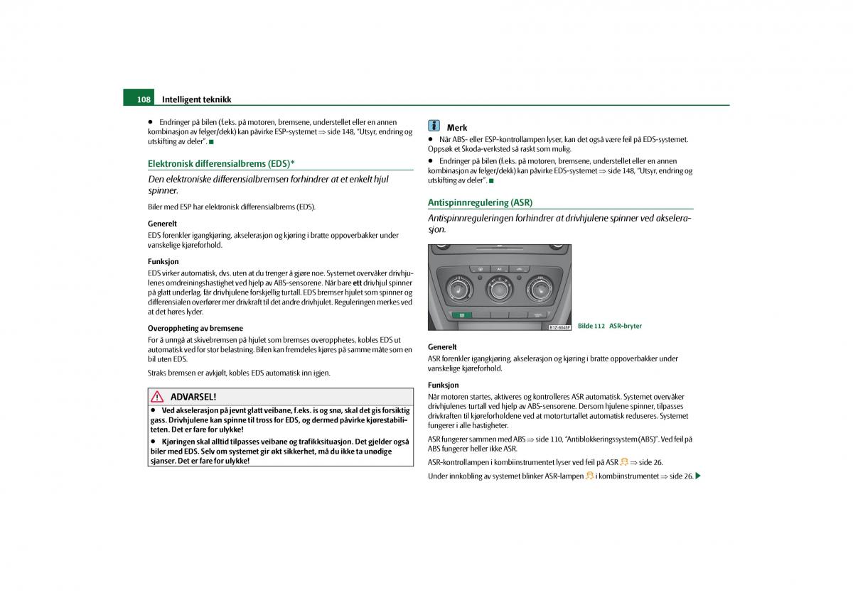 Skoda Octavia II 2 bruksanvisningen / page 109