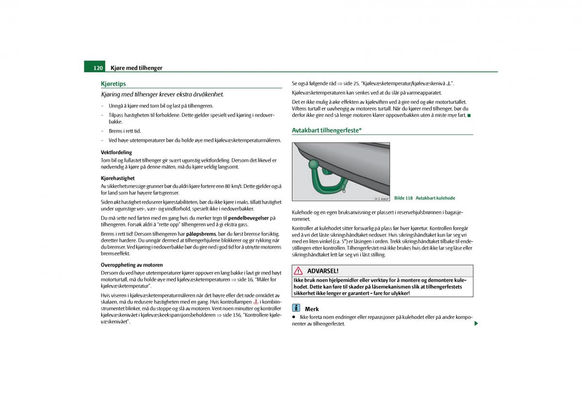 Skoda Octavia II 2 bruksanvisningen / page 121