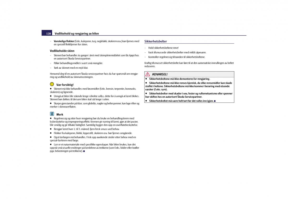 Skoda Octavia II 2 bruksanvisningen / page 129
